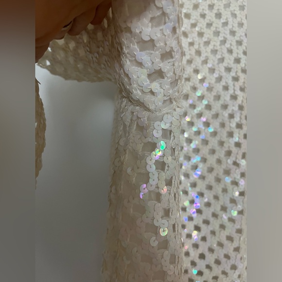 Vintage 80s 90s sequin long sleeve top (Size: M/L) - Picture 7 of 9